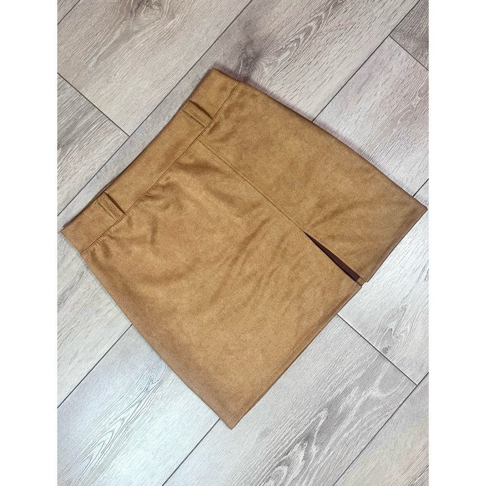 Faux Suede Camel Brown Mini Skirt *No Size Tag*
